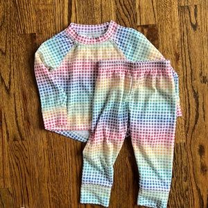 Like new LL Bean rainbow dot long johns